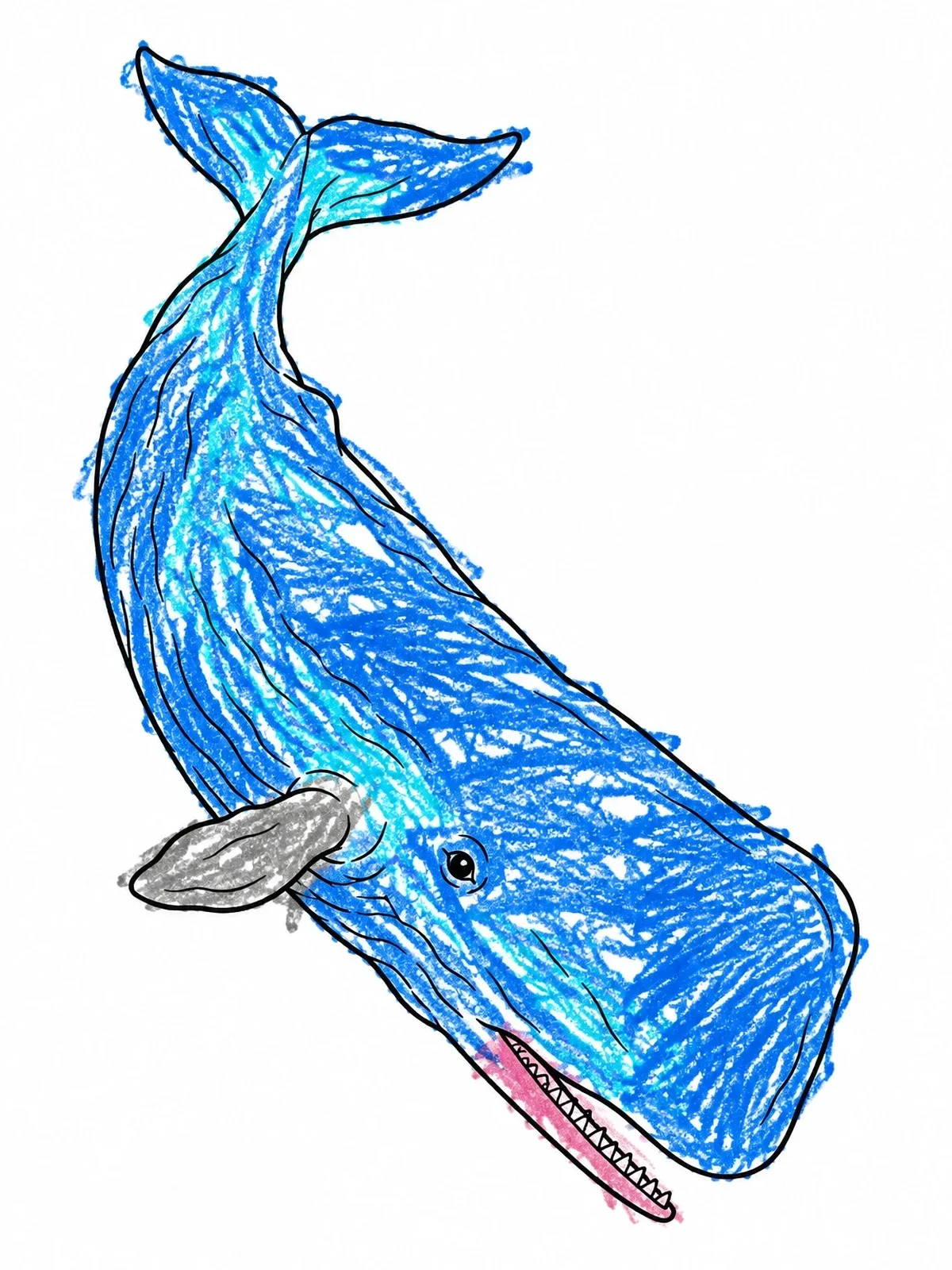 Colored example of the Swimming Sperm Whale Line Art coloring page