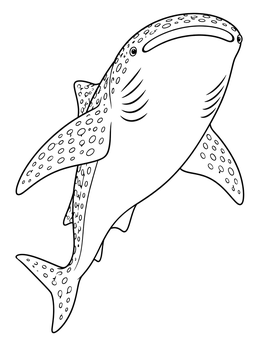 Free printable Swimming Whale Shark Line Art coloring page