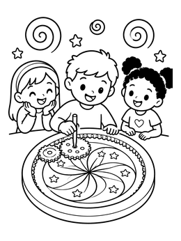 Free printable Children Drawing With Spiral Art Toy coloring page