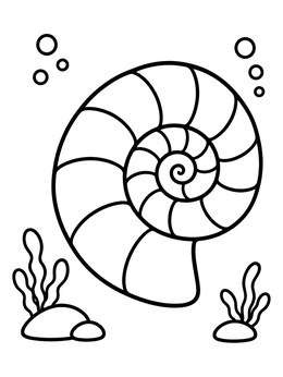 Free printable Underwater Spiral Ammonite Shell coloring page
