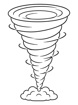 Free printable Swirling Funnel Cloud Tornado coloring page