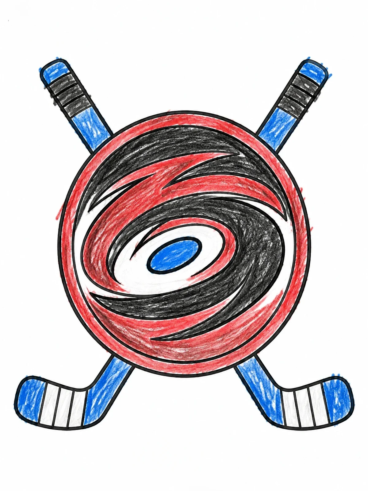 Colored example of the Swirling Hurricane Sports Crest Emblem coloring page