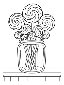 Free printable Swirling Lollipops In A Jar coloring page