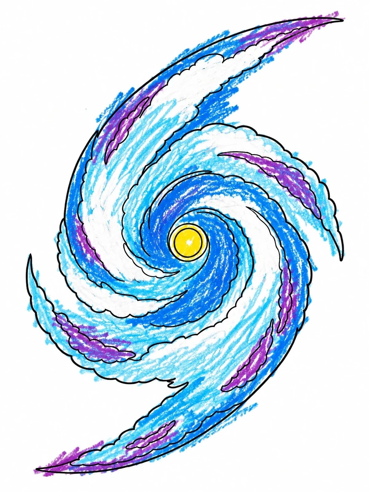 Colored example of the Swirling Tropical Hurricane Symbol coloring page