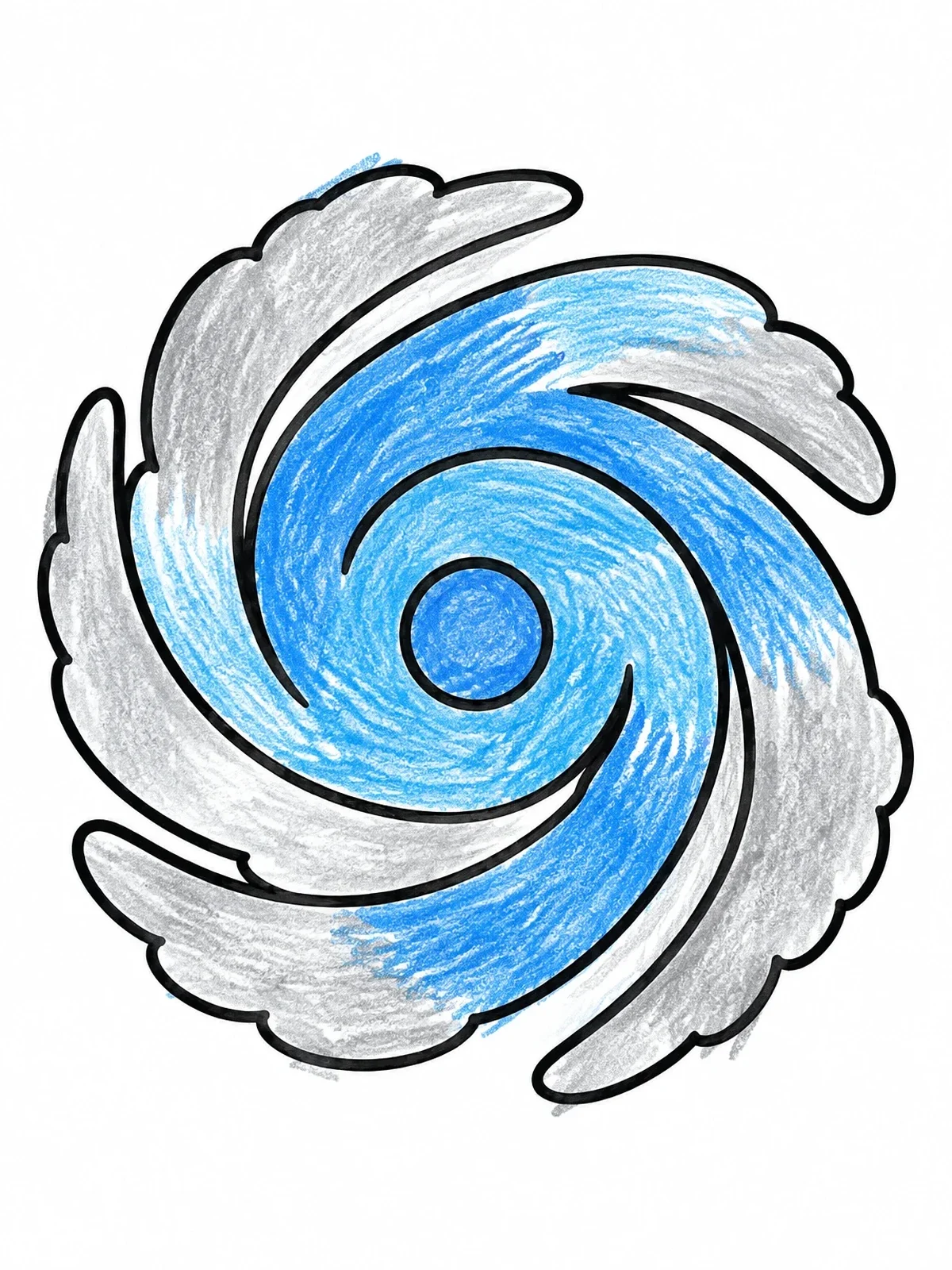Colored example of the Swirling Tropical Hurricane Vortex coloring page
