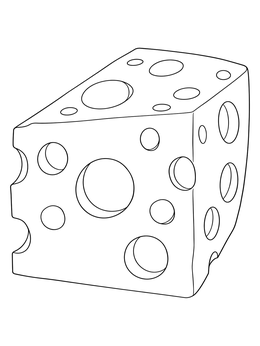 A simple Swiss cheese coloring page showing a block with round holes.