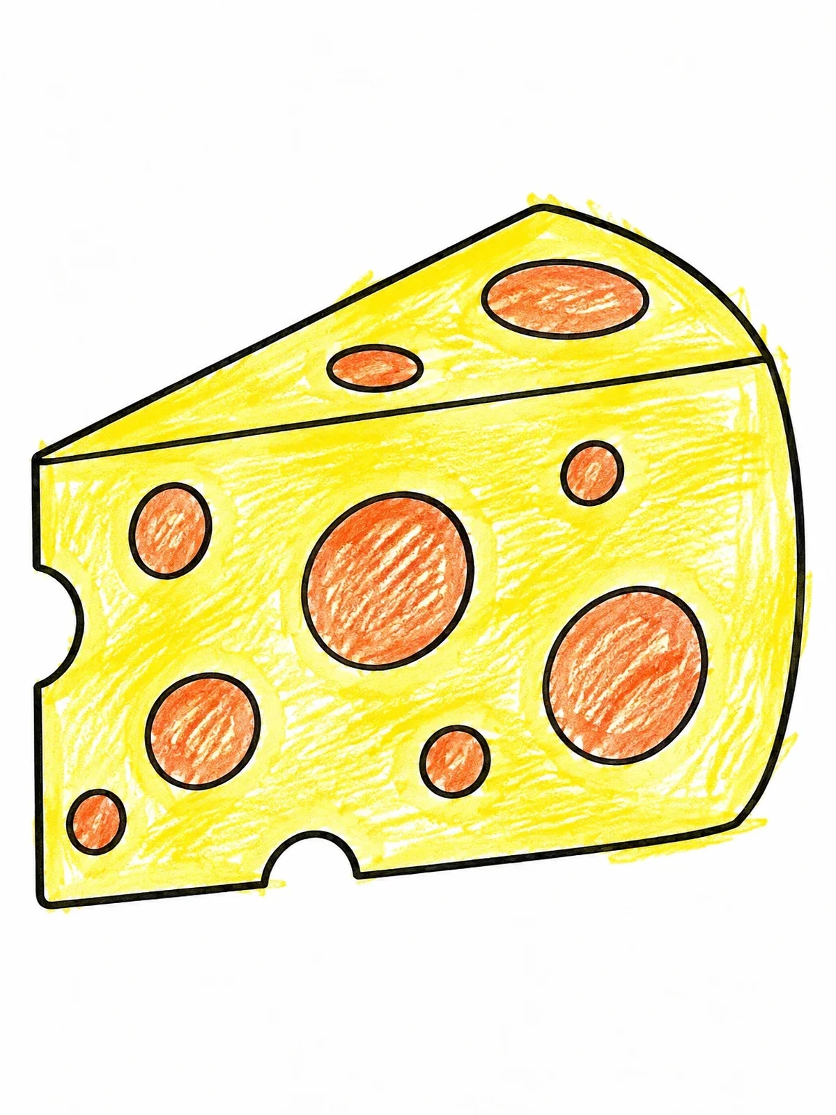 Colored example of the Swiss Cheese Wedge Outline coloring page