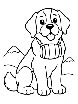 Free printable Cute St. Bernard Dog In The Alps coloring page