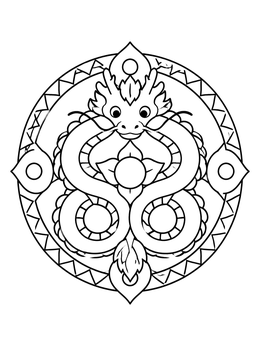 Free printable Symmetrical Dragon Mandala Medallion coloring page