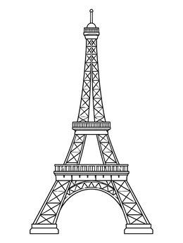 Free printable Symmetrical Eiffel Tower Outline coloring page