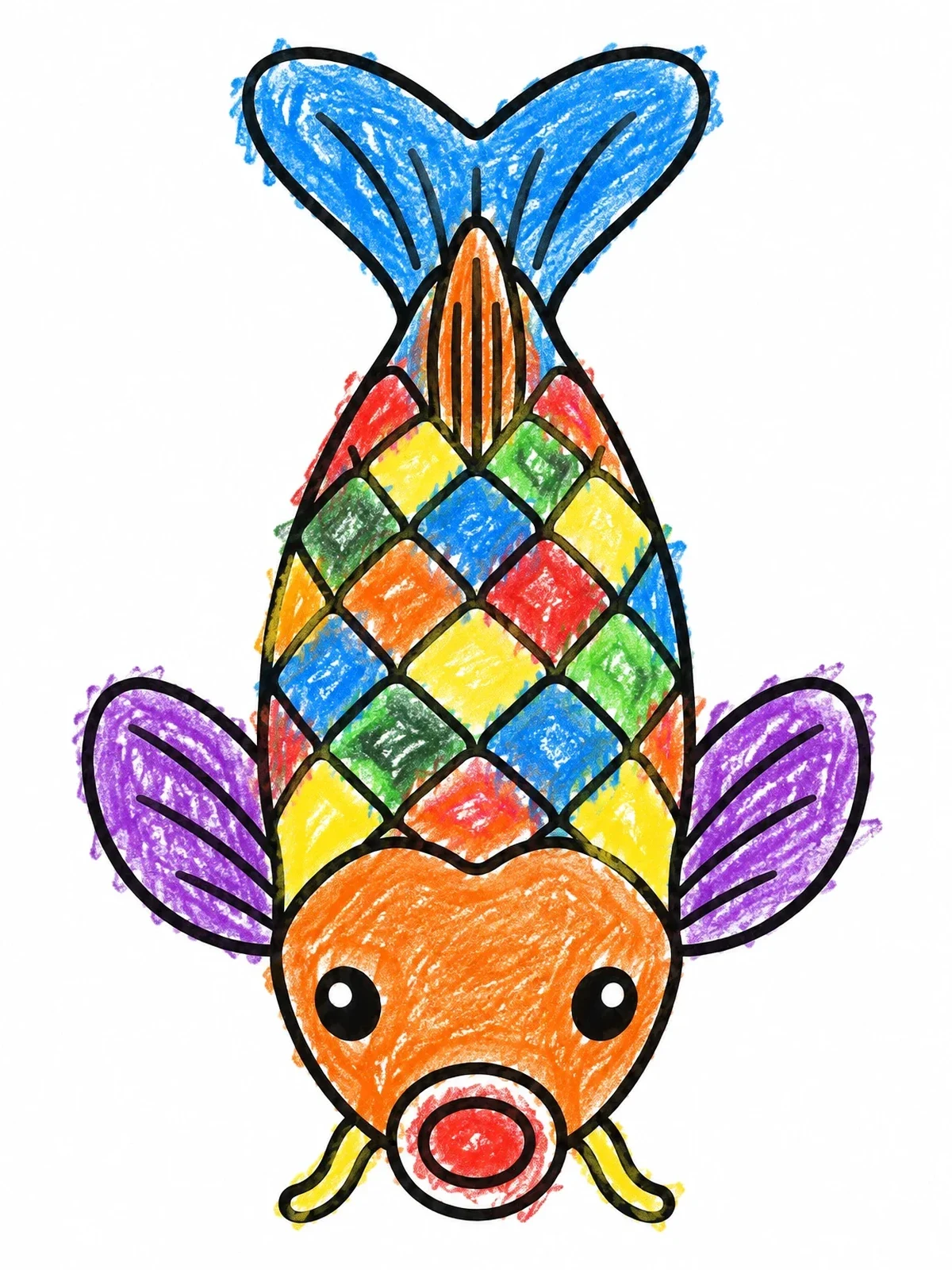 Colored example of the Symmetrical Koinobori Carp Streamer coloring page