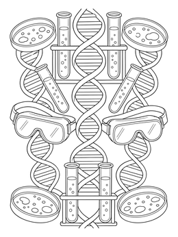 Free printable Symmetrical Medical Lab Pattern coloring page