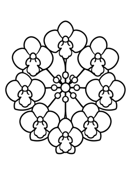 Free printable Symmetrical Orchid Flower Kaleidoscope Mandala coloring page