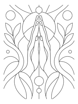 Free printable Symmetrical Praying Hands Line Art coloring page