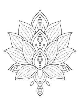 Free printable Symmetrical Tribal Lotus Blossom coloring page