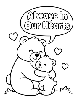 Free printable Teddy Bears Hugging With Comforting Message coloring page