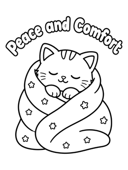 Free printable Cozy Sleeping Kitten With Comforting Words coloring page