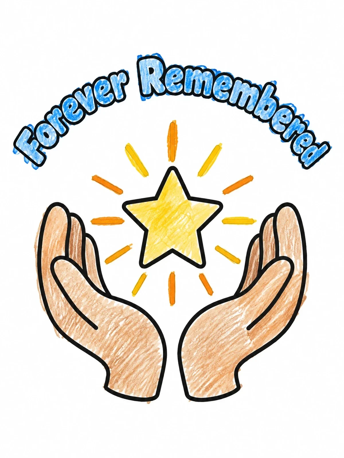 Colored example of the Gentle Hands Holding Shining Star coloring page