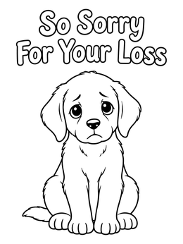 Free printable Sympathy Dog With Heartfelt Message coloring page