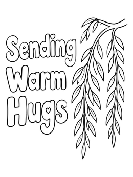 Free printable Sending Warm Hugs Willow Branch coloring page