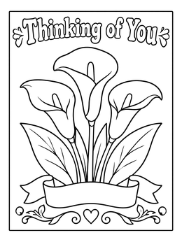 Free printable Thinking Of You Calla Lilies coloring page