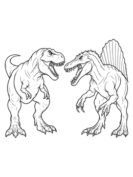 Two roaring dinosaurs confront each other in this exciting t rex coloring page.