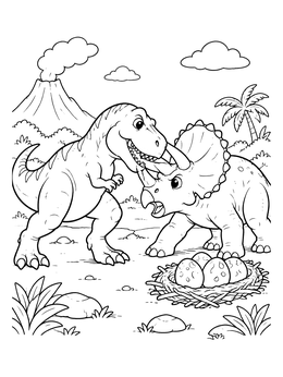 A bold dinosaur duel on this fun t rex coloring page.