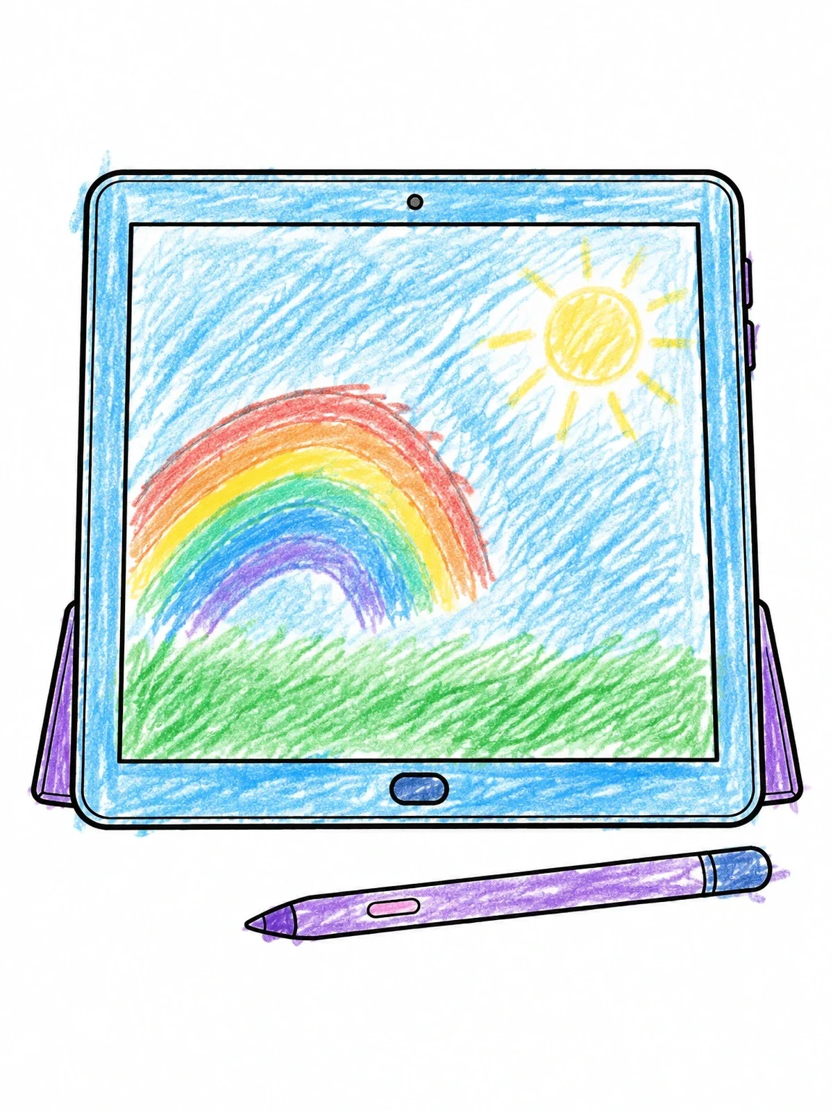 Colored example of the Tablet Computer With Stand And Stylus coloring page