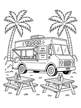 Taco Truck by Palm Trees coloring page
