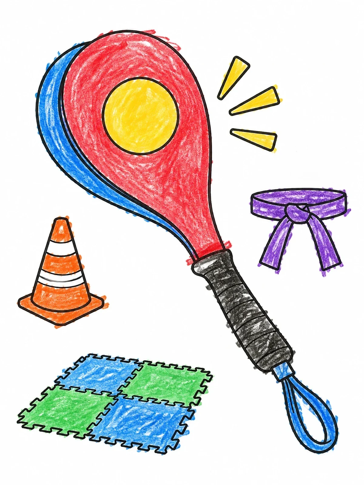 Colored example of the Taekwondo Kicking Pad And Gear coloring page