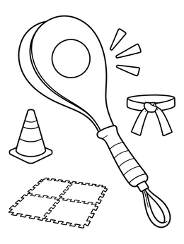 Free printable Taekwondo Kicking Pad And Gear coloring page