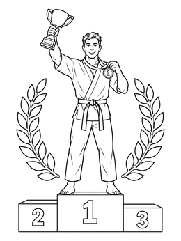 Free printable Martial Arts Champion On The Podium coloring page