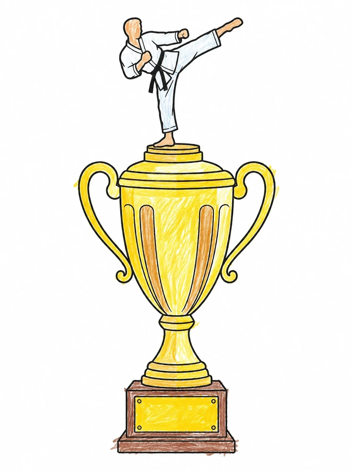 Colored example of the Martial Arts Championship Trophy coloring page