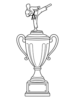 Free printable Martial Arts Championship Trophy coloring page
