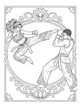Free printable Martial Arts Sparring Match coloring page