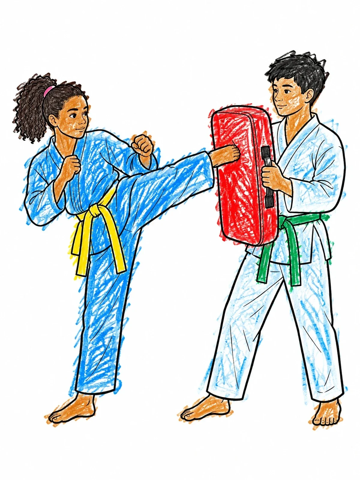 Colored example of the Taekwondo Side Kick Training coloring page