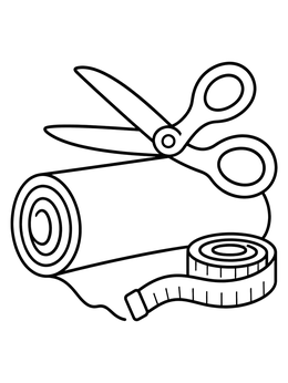 Free printable Tailor Scissors Fabric And Tape Measure coloring page