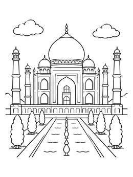 Free printable Taj Mahal Mausoleum And Gardens coloring page