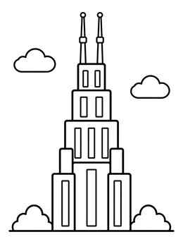 Free printable Tall Tower With Twin Antennas coloring page