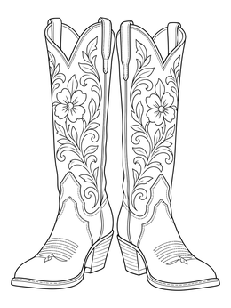 Free printable Tall Embroidered Cowgirl Boots coloring page