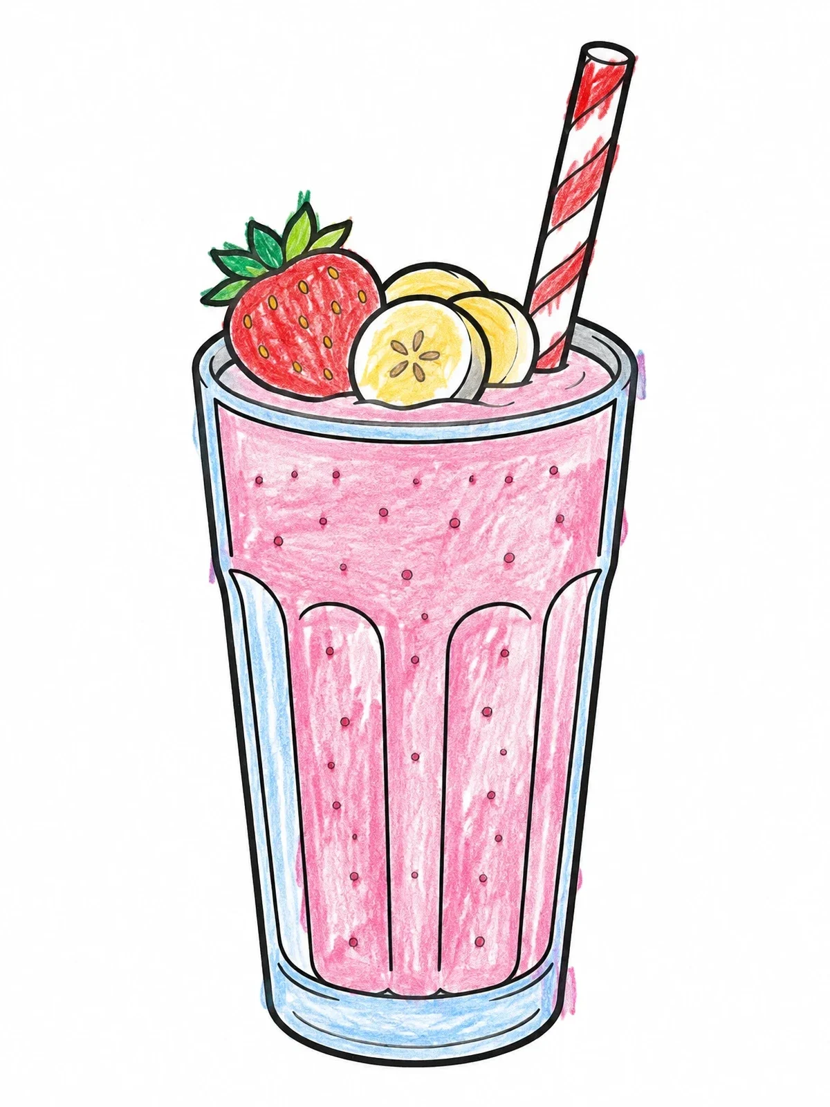 Colored example of the Tall Fruit Smoothie With Straw coloring page