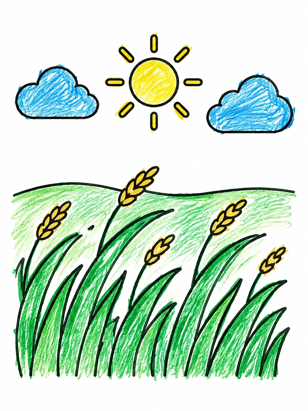Colored example of the Sunny Field Of Tall Grass coloring page