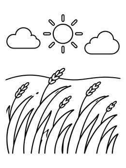 Free printable Sunny Field Of Tall Grass coloring page