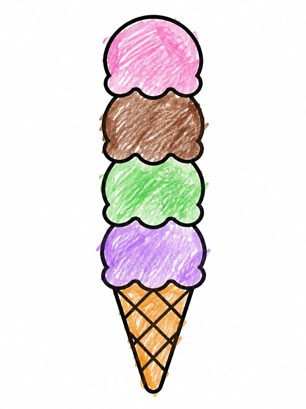 Colored example of the Tall Stack Of Ice Cream Scoops coloring page
