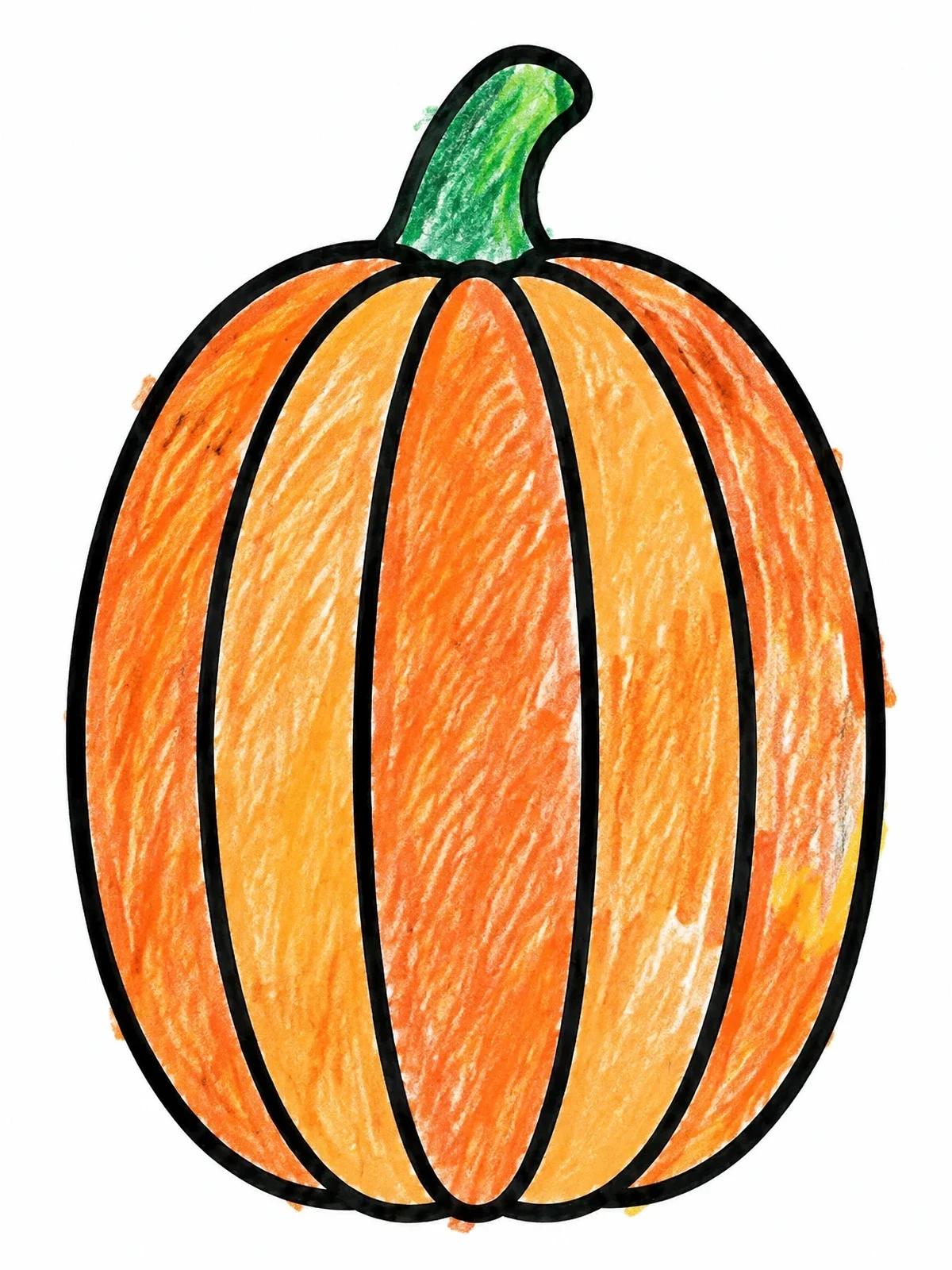 Colored example of the Tall Oval Pumpkin Outline coloring page
