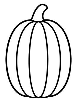 A simple tall pumpkin coloring page with thick outlines and vertical ribs.