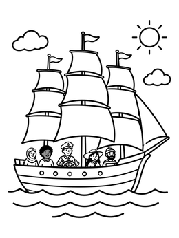 Free printable Tall Ship Sailing Adventure coloring page