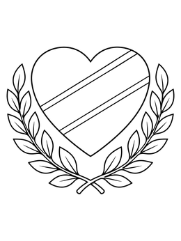 Free printable Tanzanian Flag Heart With Laurel Wreath coloring page