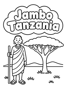 Free printable Maasai Person And Savannah Acacia coloring page