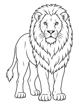 Free printable Majestic African Lion Standing Proudly coloring page